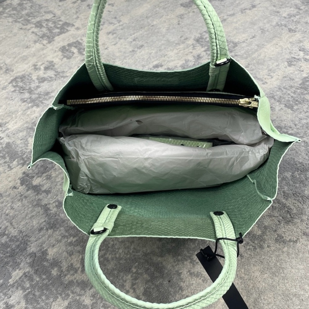 Ampersand As Apostrophe Mint Green Python Embossed Leather Half Tote Spring NWT - Picture 7 of 12